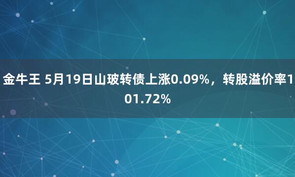 金牛王 5月19日山玻转债上涨0.09%，转股溢价率101.72%